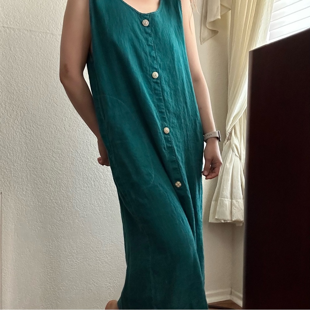 Vintage Linen Maxi Dress Lagenlook Market Dress
